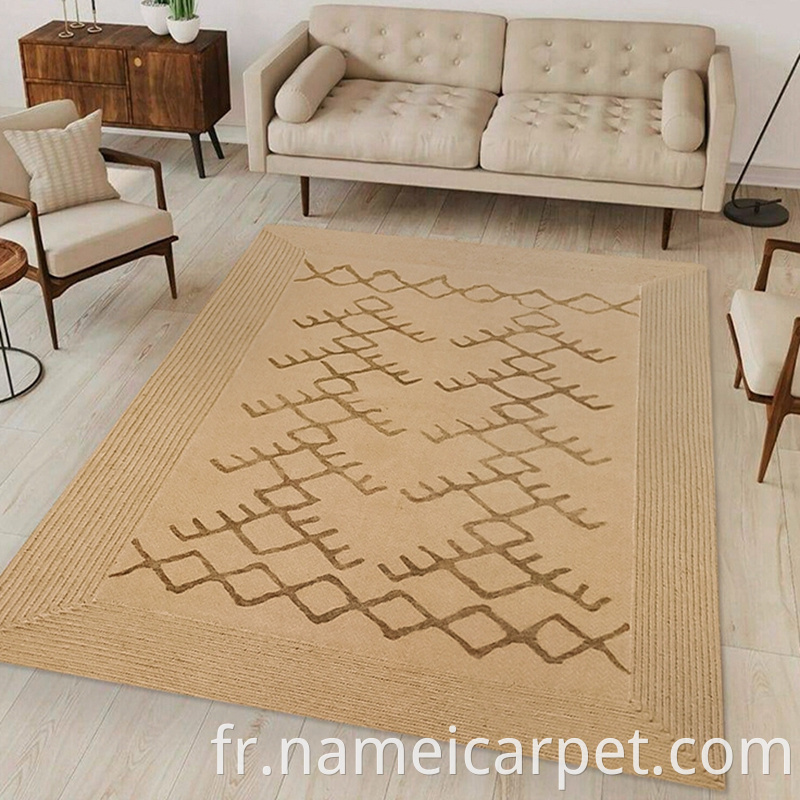 Hemp Printed Braided Woven Carpet Area Rugs Floor Mats